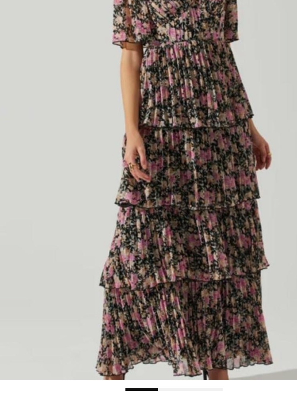 Astr Pink and Black Floral Tiered Maxi Skirt